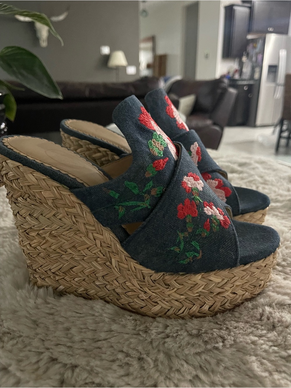 Ash Espadrille Embroidered Platform Wedges